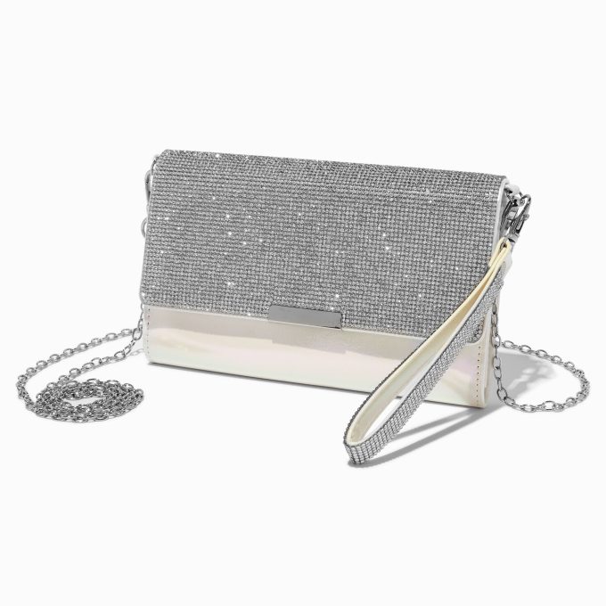 Ivory Bling Crossbody Wristlet Wallet
