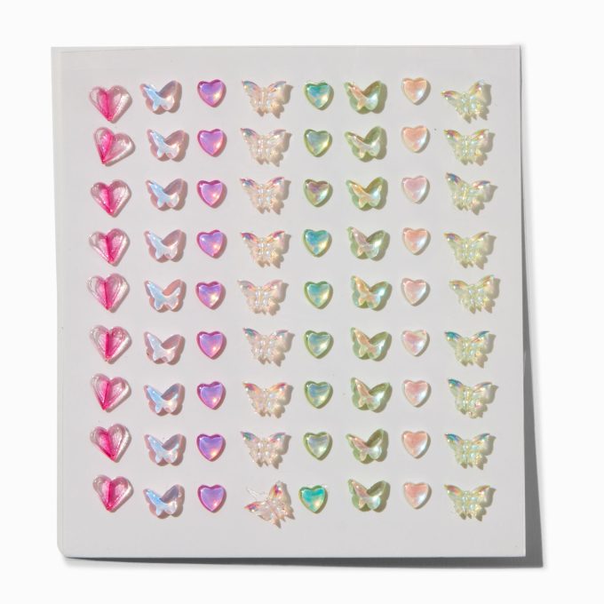 Rainbow Assorted Butterfly Hair Gems - 80 Pack