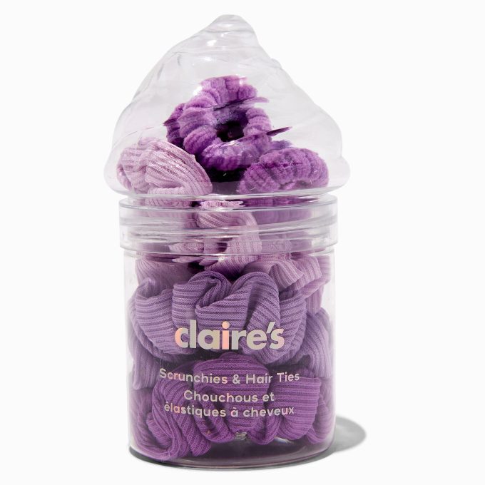 Purple Ice Cream Hair Ties & Scrunchies - 12 Pack