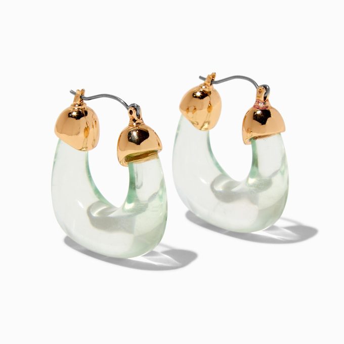 Blue Clear Acrylic Gold-tone Hoop Earrings