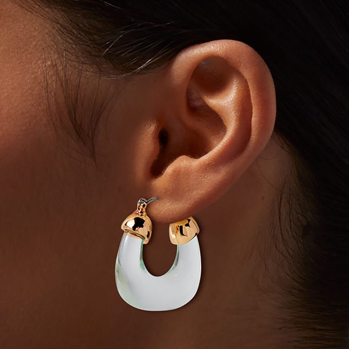 Blue Clear Acrylic Gold-tone Hoop Earrings