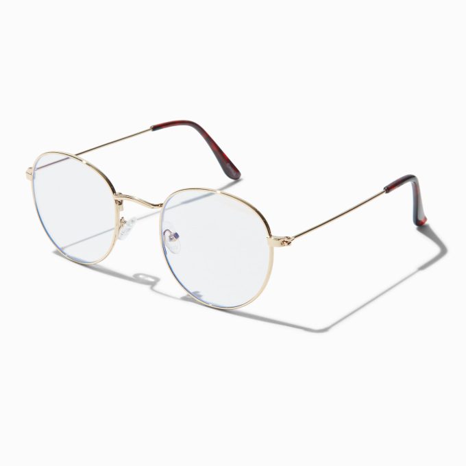Solar Blue Light Reducing Gold Metal Oval Clear Lens Frames