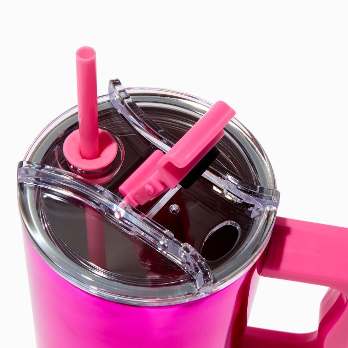Pink Chrome Stainless Steel Handled Tumbler