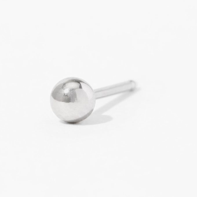 14kt White Gold 3mm Single Ball Stud Ear Piercing Kit with Ear Care Solution