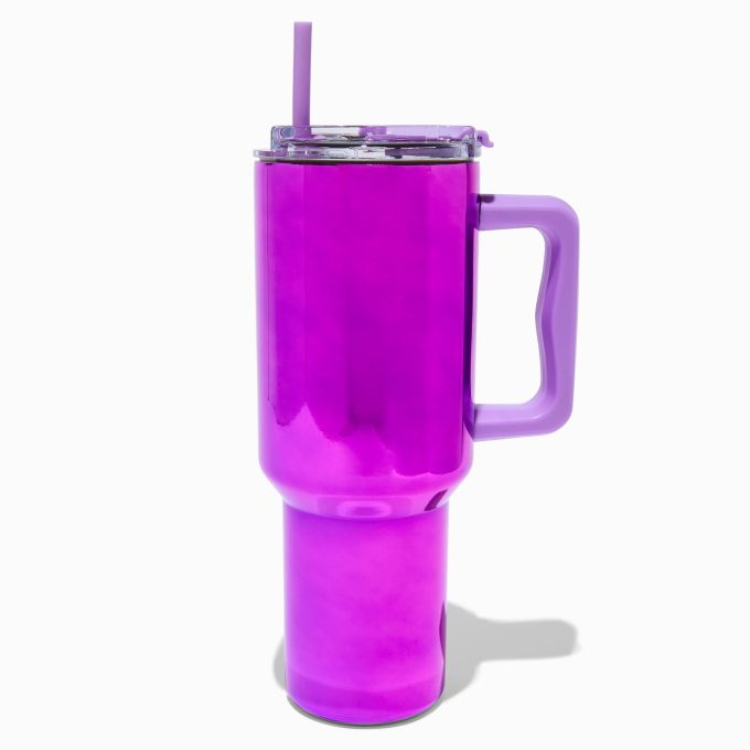 Purple Chrome Stainless Steel Handled Tumbler