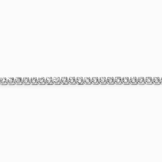 Silver-tone Cubic Zirconia Tiny Tennis Bracelet