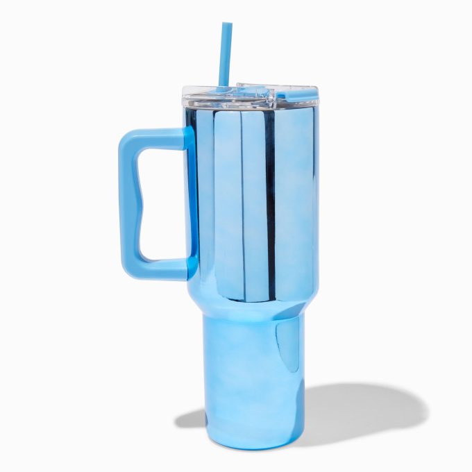 Blue Chrome Stainless Steel Handled Tumbler