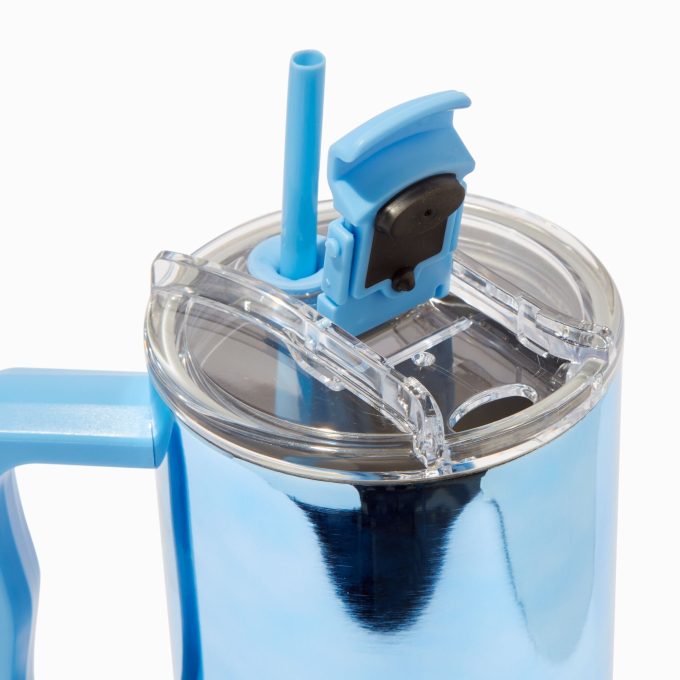 Blue Chrome Stainless Steel Handled Tumbler