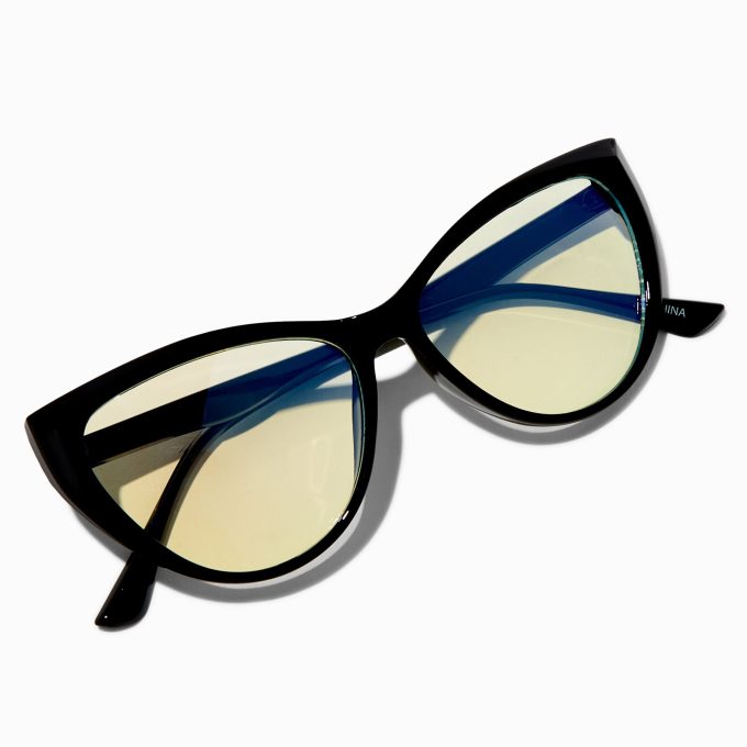 Solar Blue Light Reducing Black Cat Eye Clear Lens Frames