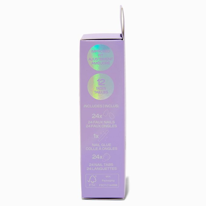 Check, Lightning Bolt & Yin Yang Stiletto Vegan Faux Nail Set - 24 Pack