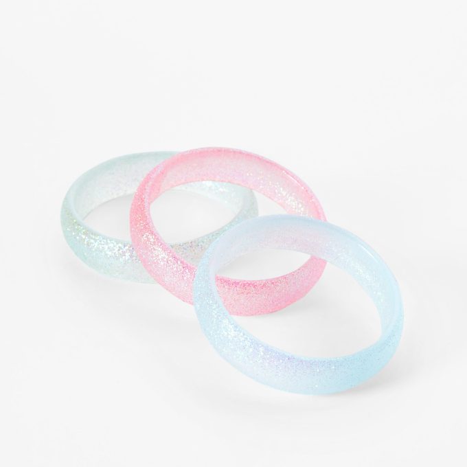 Claire's Club Pastel Glitter Bangle Bracelets - 3 Pack