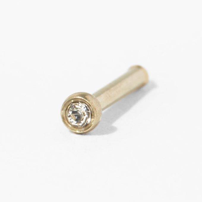 Champagne Crystal Titanium Nose Piercing Kit with Ear Care Solution