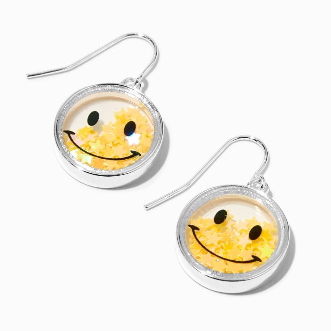 Happy Face Confetti Shaker 1" Drop Earrings