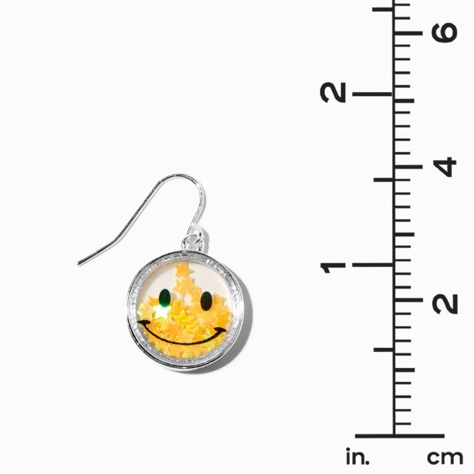 Happy Face Confetti Shaker 1" Drop Earrings