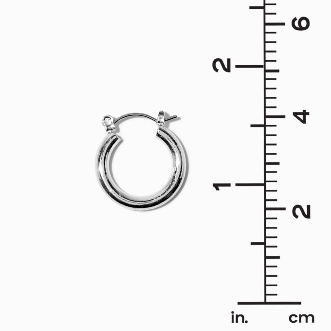 Silver-tone Tubular Hoop Earring Stackables Set - 3 Pack