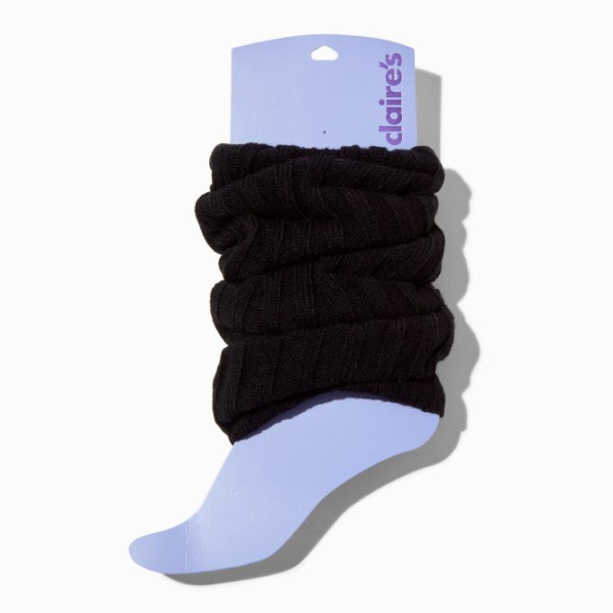 Black Sweater-Knit Leg Warmers