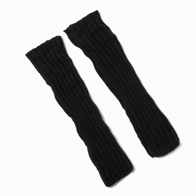 Black Sweater-Knit Leg Warmers