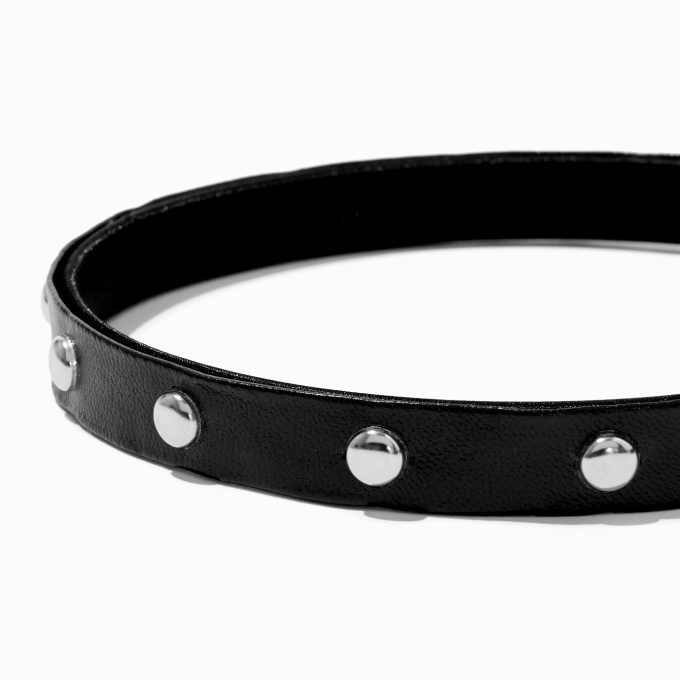Studded Black Faux Leather Headband