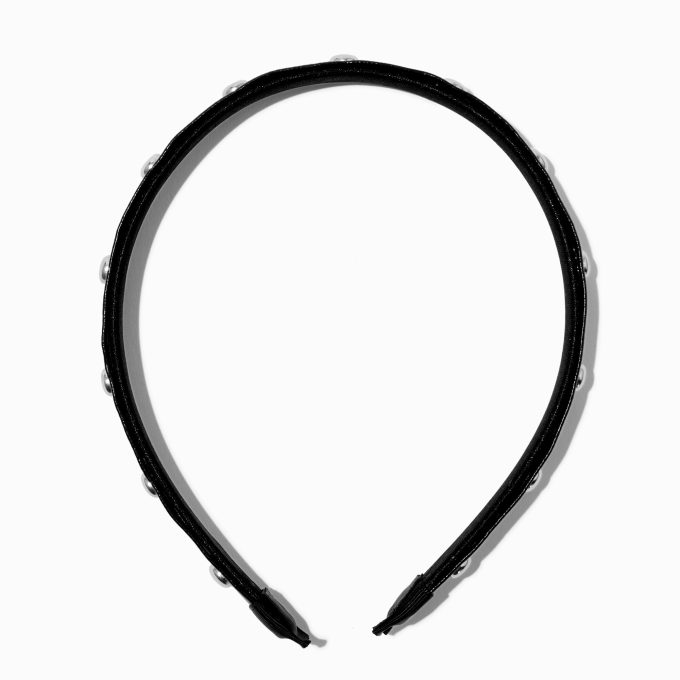 Studded Black Faux Leather Headband