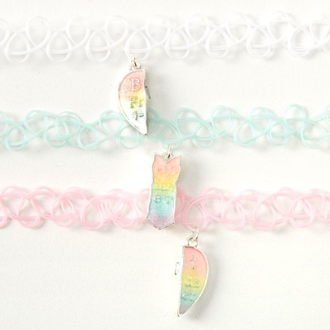 Best Friends Pastel Heart Glow In The Dark Tattoo Choker Necklaces - 3 Pack