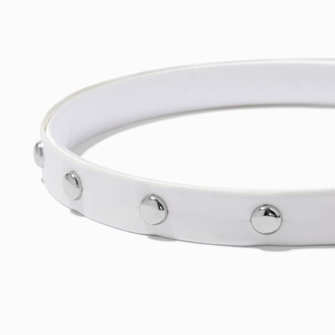 Studded White Faux Leather Headband