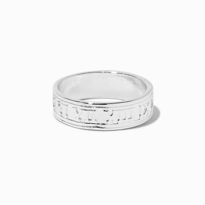 Silver-tone Roman Numeral Ring