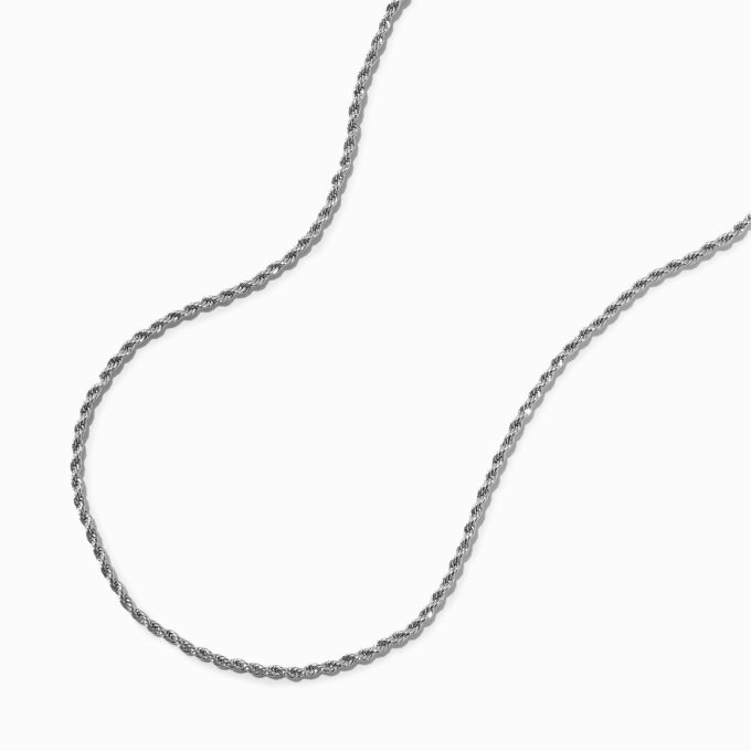 Silver-tone Twisted Rope Stackable Short Chain Necklace