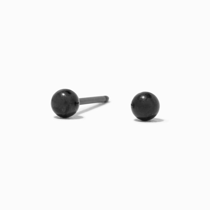 Black Stainless Steel 3mm Ball Studs Ear Piercing Kit with Ear Care Solution