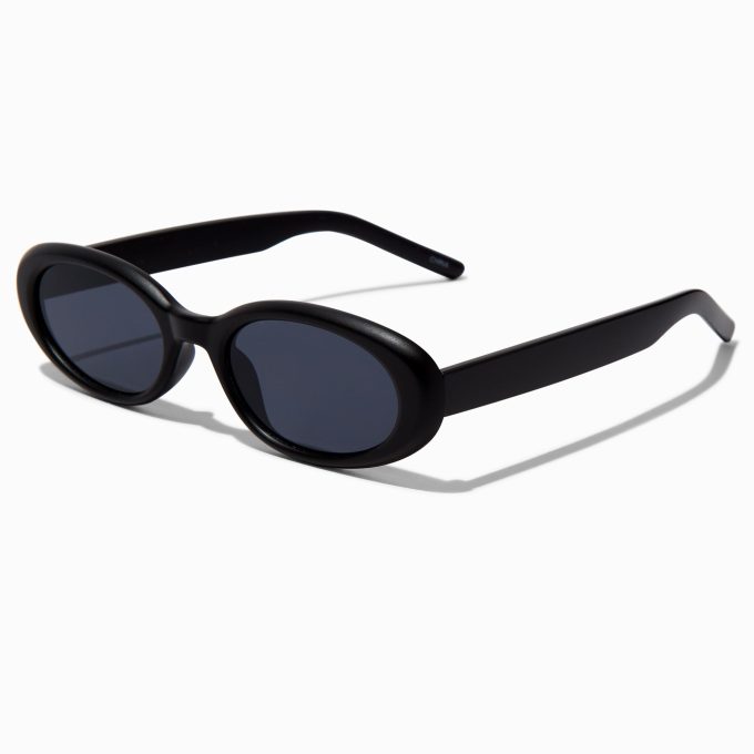 Matte Black Oval Sunglasses