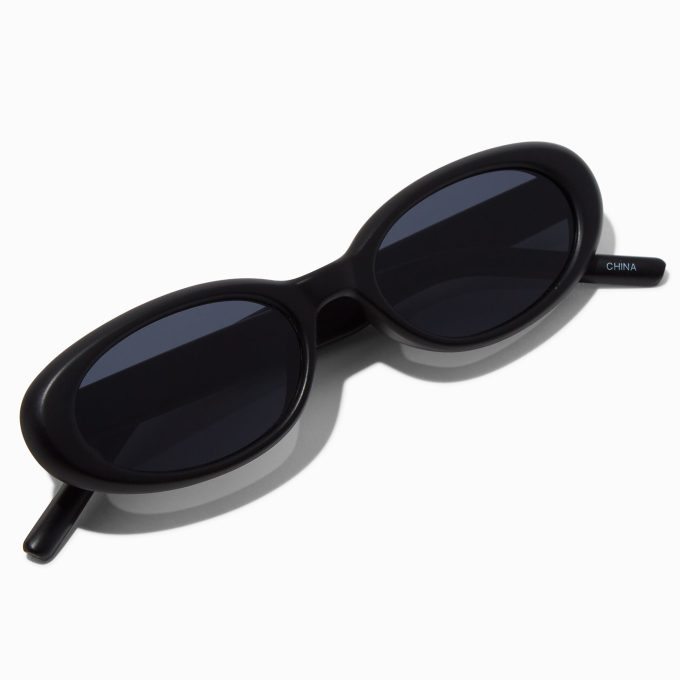 Matte Black Oval Sunglasses