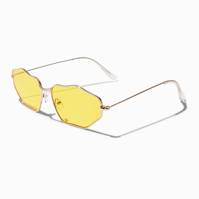 Yellow Wavy Oval Sunglasses