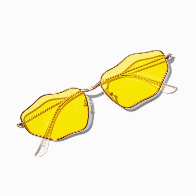 Yellow Wavy Oval Sunglasses