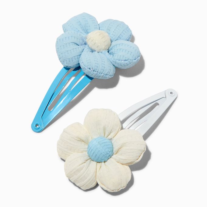 Claire's Club Puffy Flower Snap Hair Clips - 2 Pack