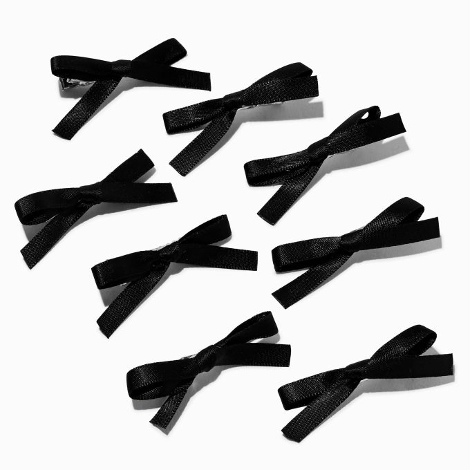 Black Mini Hair Bows - 8 Pack