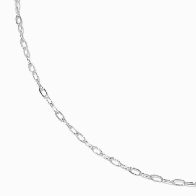 Silver-tone Small Paperclip Stackable Chain Necklace