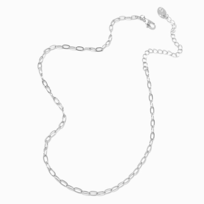 Silver-tone Small Paperclip Stackable Chain Necklace