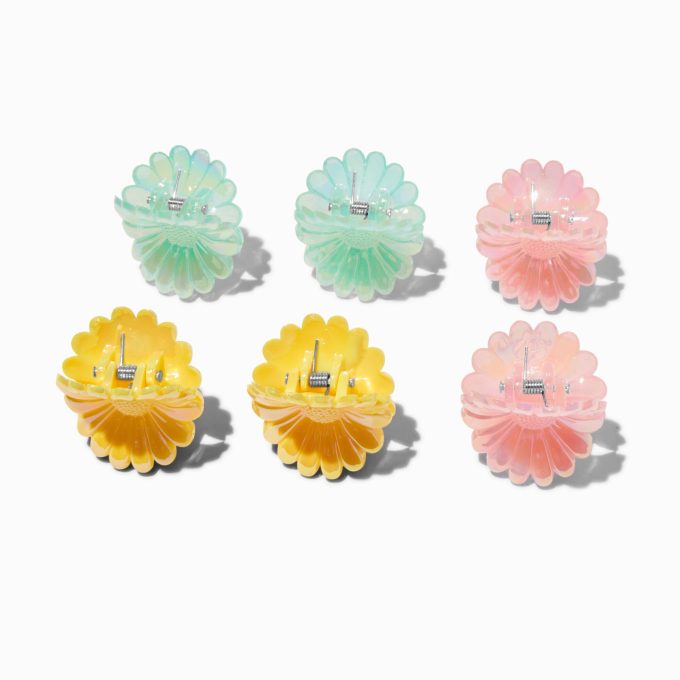 Yellow, Blue & Pink Sunflower Hair Claws - 6 Pack