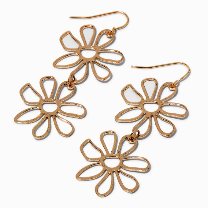 Gold-tone Cutout Daisy 2.5" Drop Earrings
