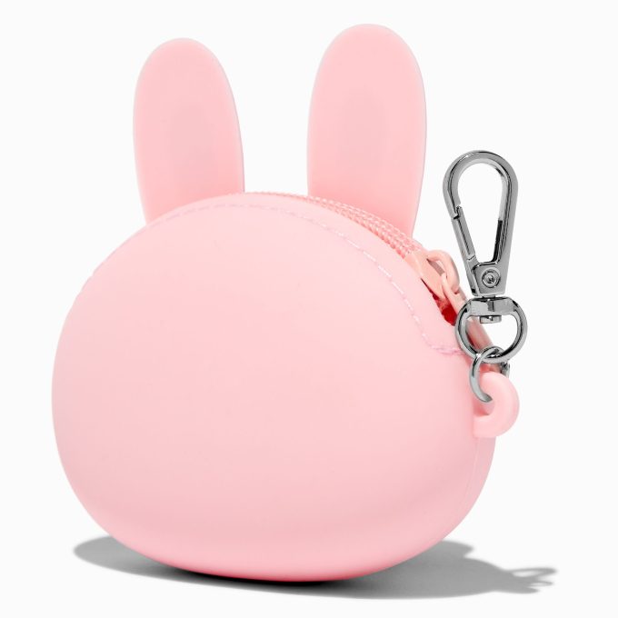 Pink Bunny Jelly Coin Purse Keychain