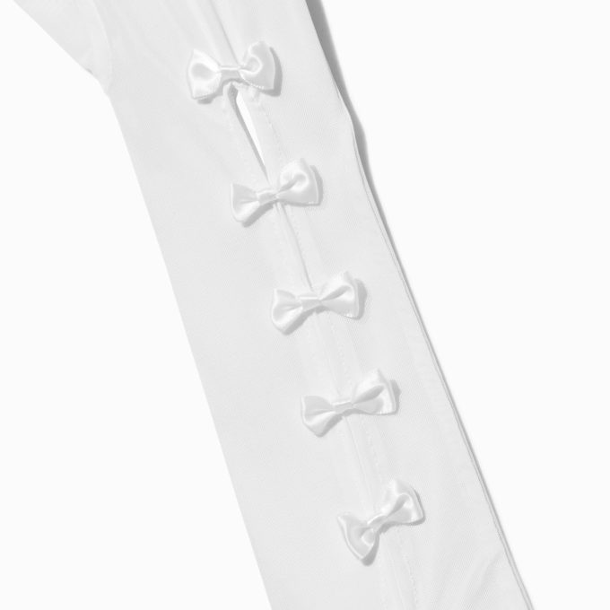 White Satin Bow Long Gloves