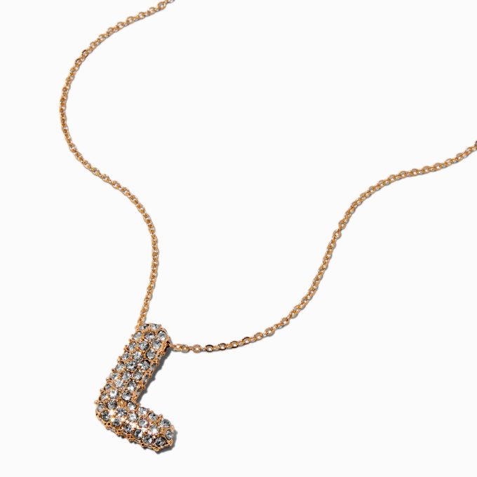 Gold-tone Pavé Bubble Initial Pendant Necklace - L