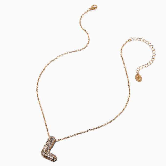 Gold-tone Pavé Bubble Initial Pendant Necklace - L
