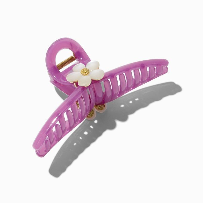 White Flower Orchid Metal Hair Claw