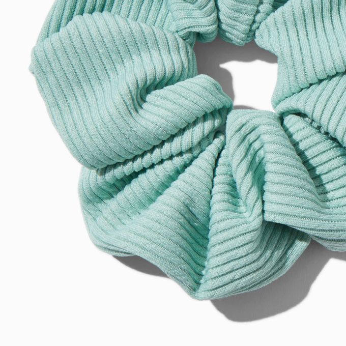 Purple & Green Ribbed Hair Scrunchies - 2 Pack
