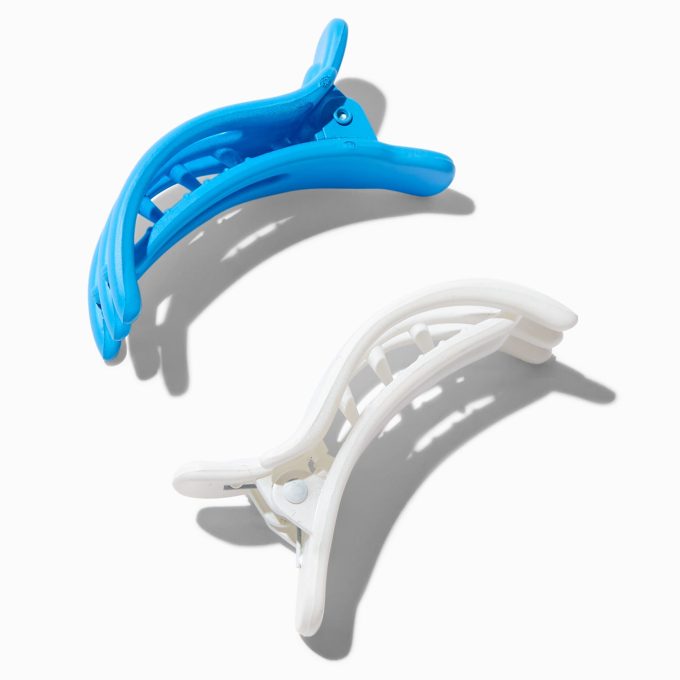 Blue & White Mini Yoga Hair Claws - 2 Pack