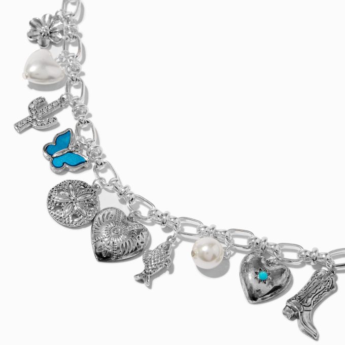 Silver-tone Cowgirl Charm Necklace