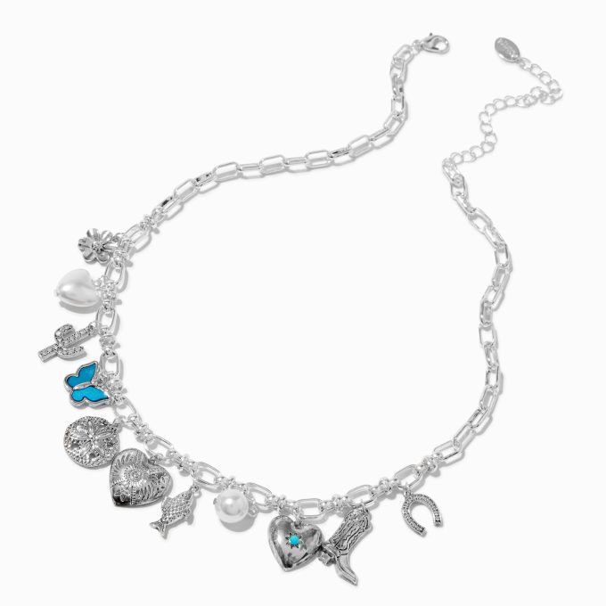 Silver-tone Cowgirl Charm Necklace