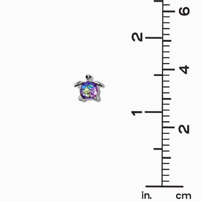Silver Rainbow Turtle Stud Earrings - 6 Pack