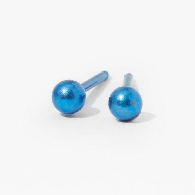 Titanium 3mm Cobalt Ball Studs Ear Piercing Kit with Ear Care Solution