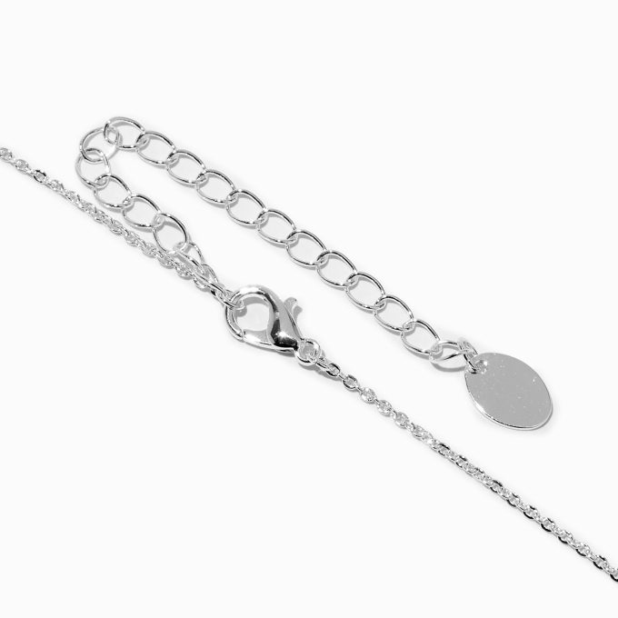 Silver-tone Crystal Bow Pendant Necklace